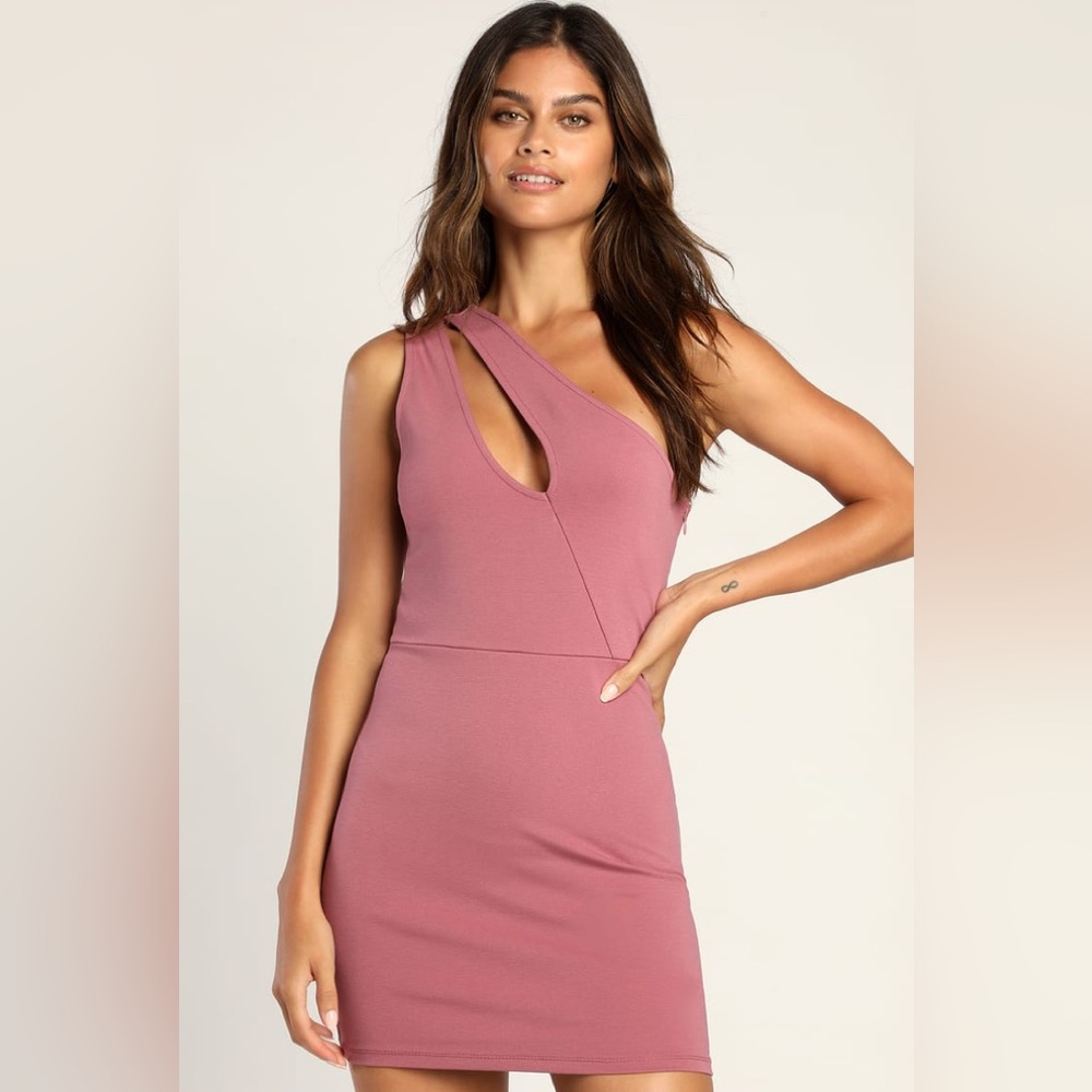 Lulu’s S Down to Party One-Shoulder Cutout Bodycon Mini Dress